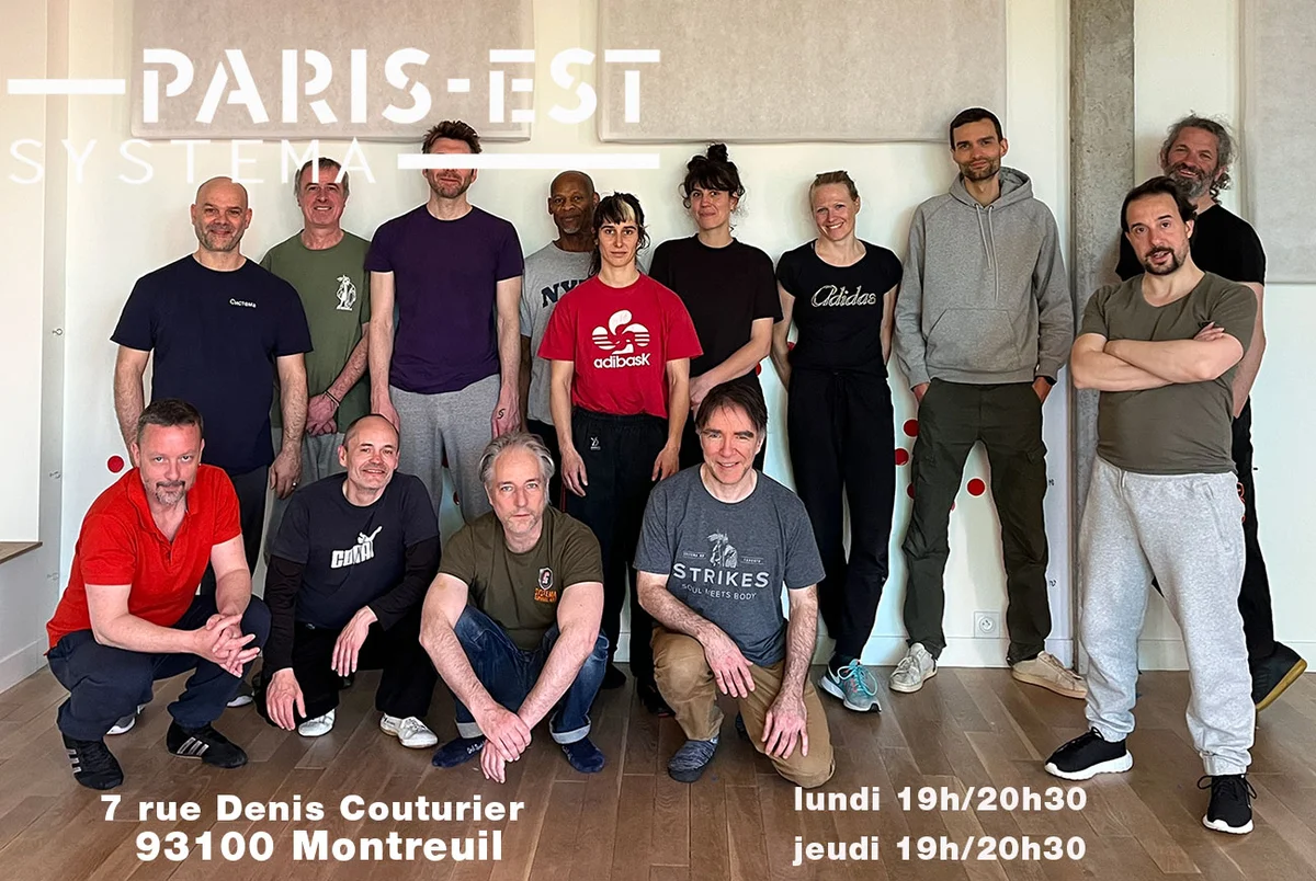 Le groupe de Systema Montreuil réuni au dojo. Cours le lundi et le jeudi de 19 h à 20 h 30, 7 rue Denis Couturier à Montreuil.